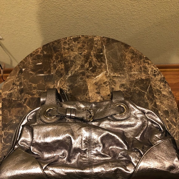 Francesco Bissau Genuine Leather Silver Bag - Picture 3 of 3